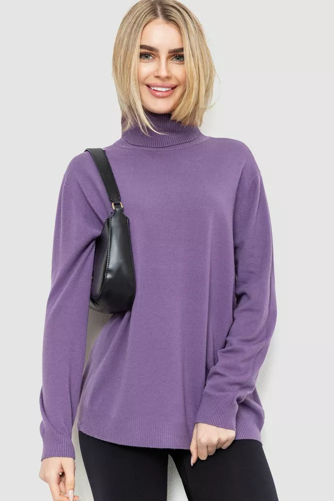 Купити Гольф жіночий однотонний базовий, колір світло-фіолетовий, 214R3115 - Фото №1