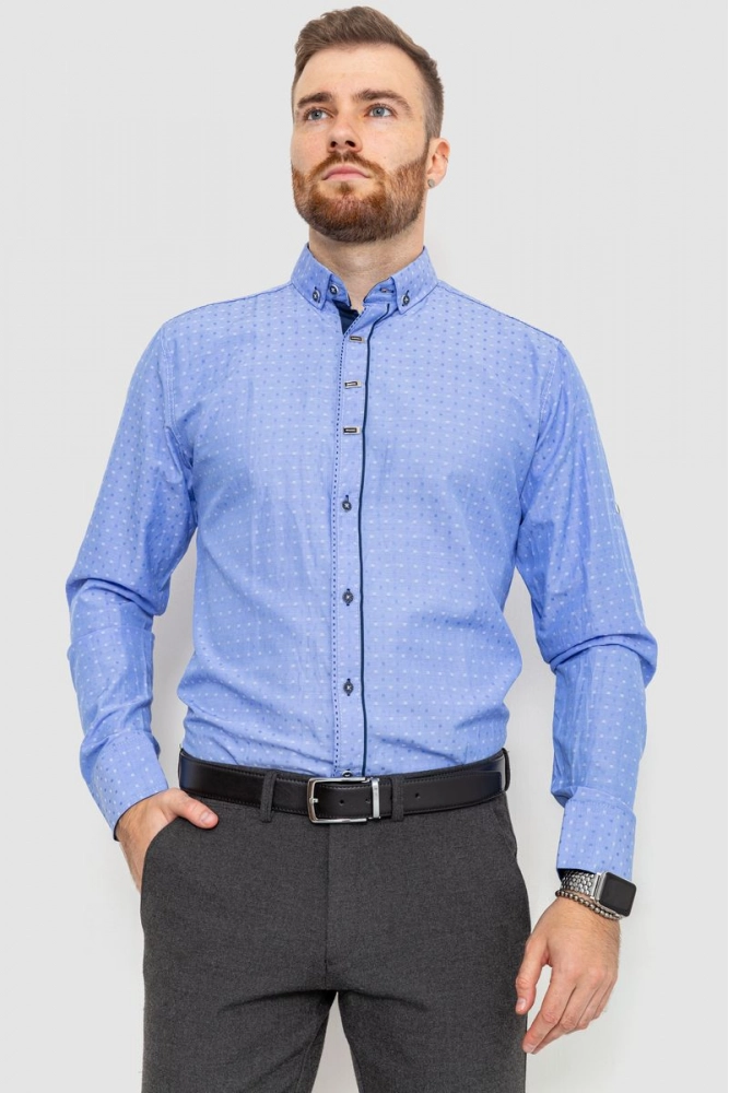 Купить Рубашка мужская с принтом, цвет голубой, 201R111 оптом - Фото №1