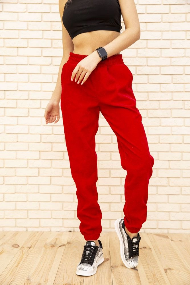Купить Женские вельветовые штаны красного цвета 102R176 - Фото №1