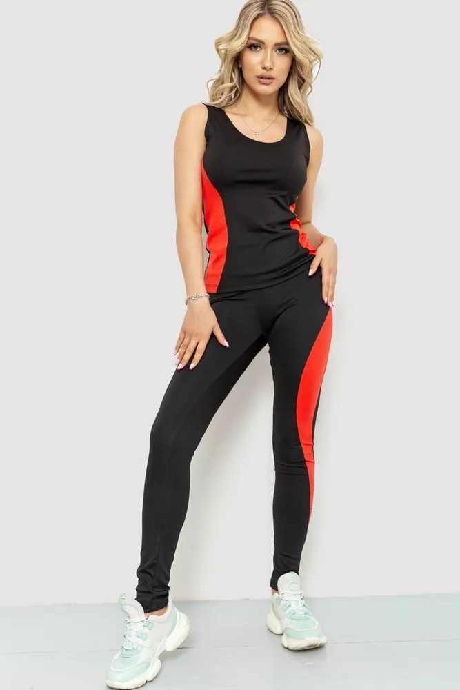 Купити Спорт костюм жіночий, колір чорно-кораловий, 102R075 оптом - Фото №1