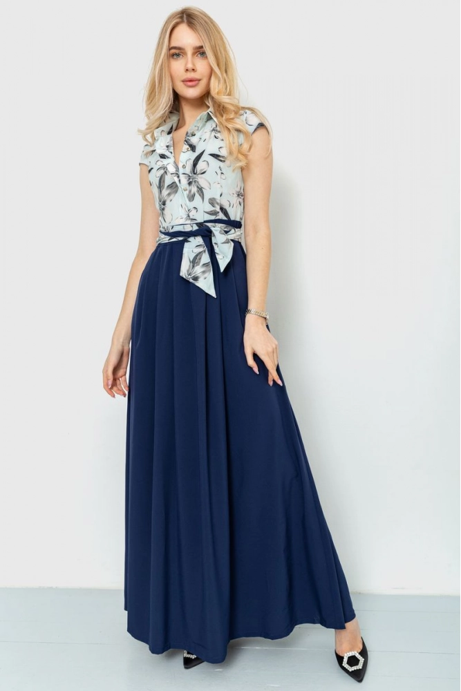 Купить Платье с цветочным принтом, цвет сине-мятный, 230R79 - Фото №1