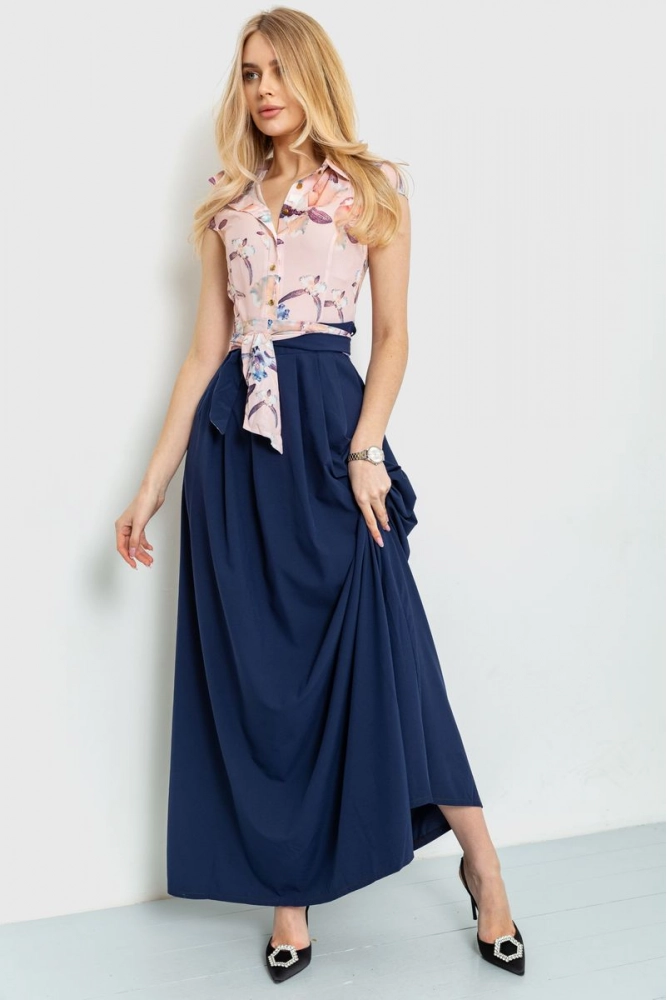 Купить Платье с цветочным принтом, цвет розово-синий, 230R79 - Фото №1