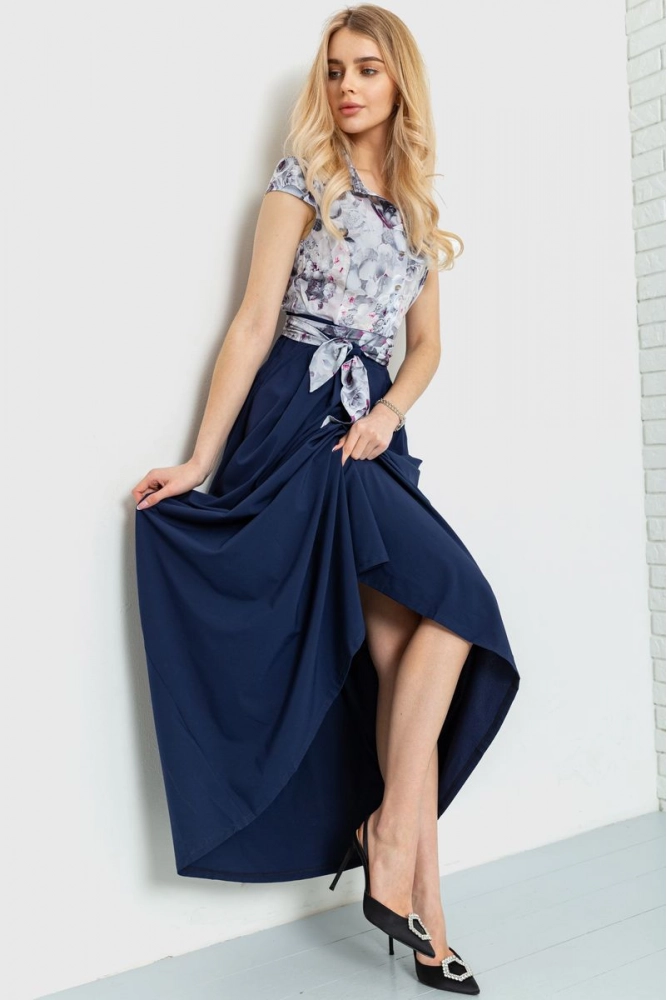 Купить Платье с цветочным принтом, цвет серо-синий, 230R79 - Фото №1