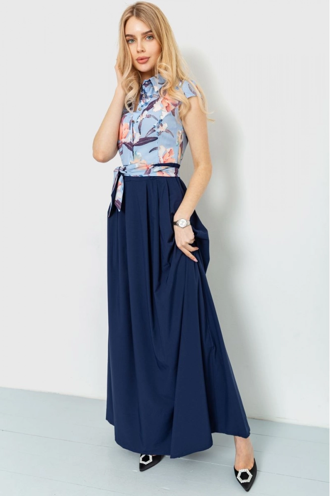 Купити Сукня з квітковим принтом, колір синій, 230R79 - Фото №1