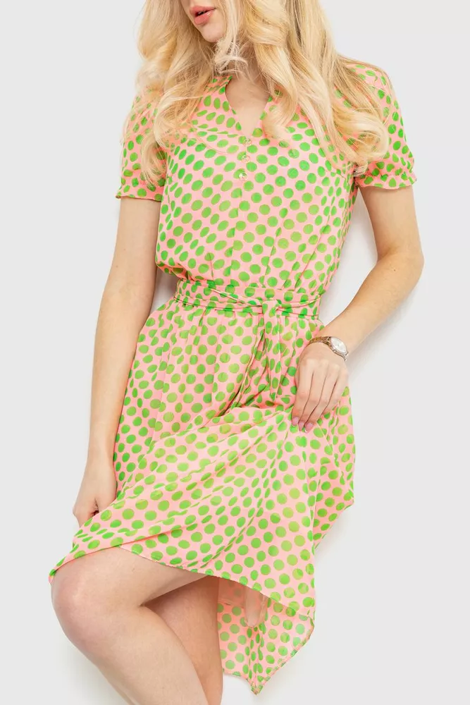 Купить Платье в горох, цвет розово-зеленый, 230R006-15 - Фото №1