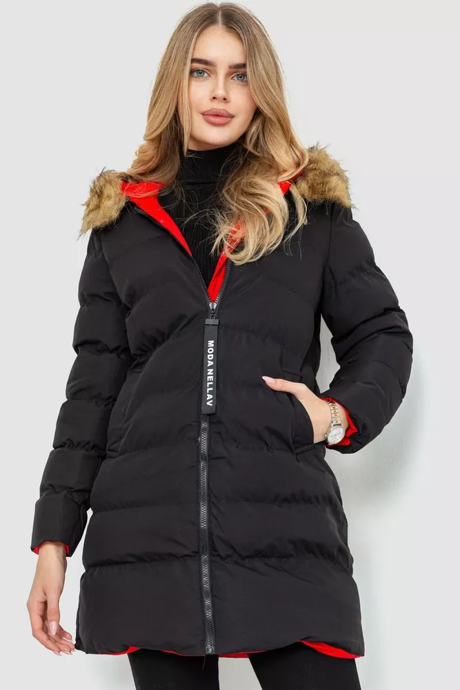 Купити Куртка жіноча двостороння  -уцінка, колір чорно-червоний, 129R818-555-U-3 - Фото №1
