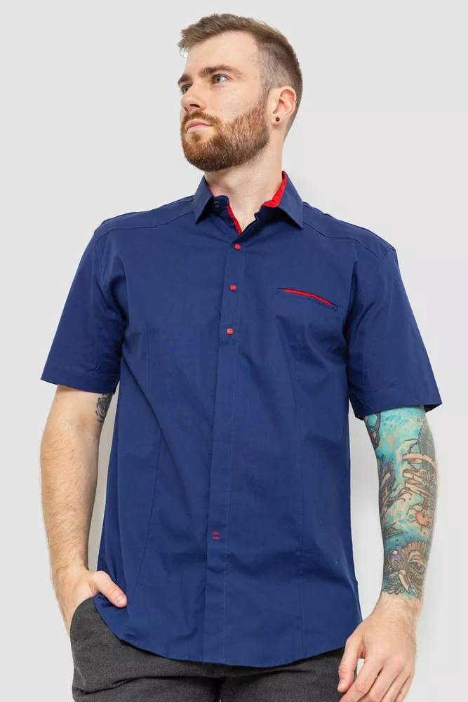 Купить Рубашка мужская, цвет темно-синий, 214R7113 оптом - Фото №1