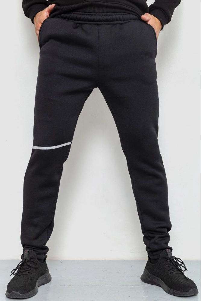 Купить Спорт штаны мужские на флисе, цвет черный, 238R56970 - Фото №1