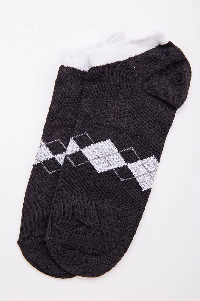 Купить Женские короткие носки, черного цвета с ромбами, 131R137108 оптом - Фото №1