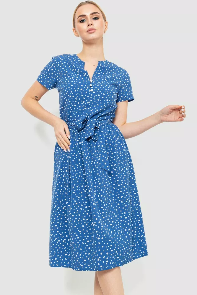 Купити Сукня у горох, колір синій, 230R006-15 - Фото №1