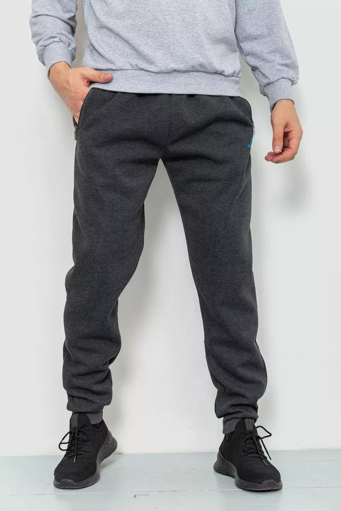 Купить Спорт штани мужские на флисе, цвет темно-серый, 244R4740 - Фото №1
