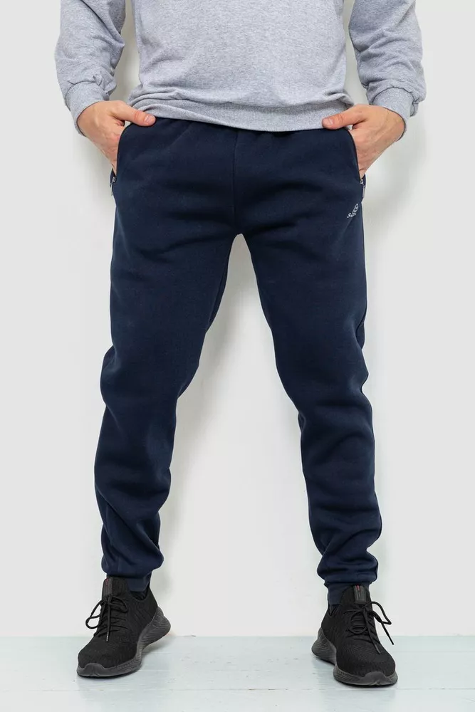 Купить Спорт штани мужские на флисе, цвет темно-синий, 244R4740 - Фото №1