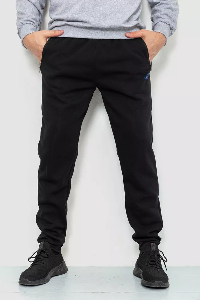 Купить Спорт штани мужские на флисе, цвет черный, 244R4740 - Фото №1