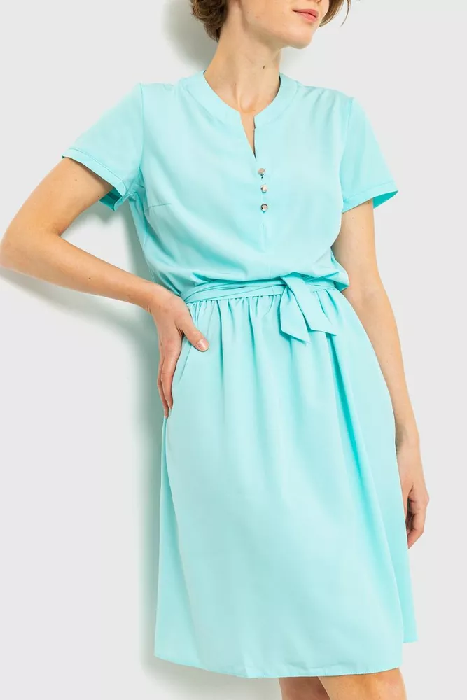 Купити Сукня однотонна, колір м'ятний, 230R006-11 - Фото №1