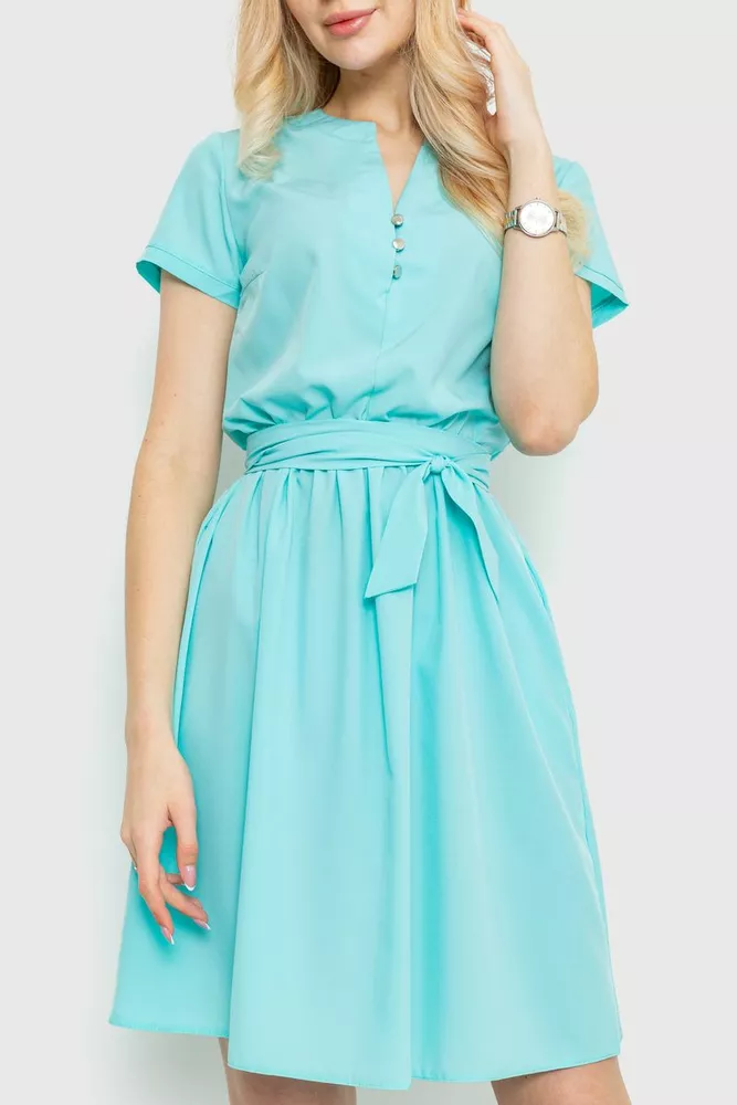 Купити Сукня однотонна, колір світло-бірюзовий, 230R006-11 - Фото №1