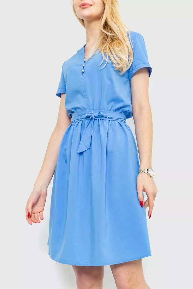 Купити Сукня однотонна, колір блакитний, 230R006-11 - Фото №1