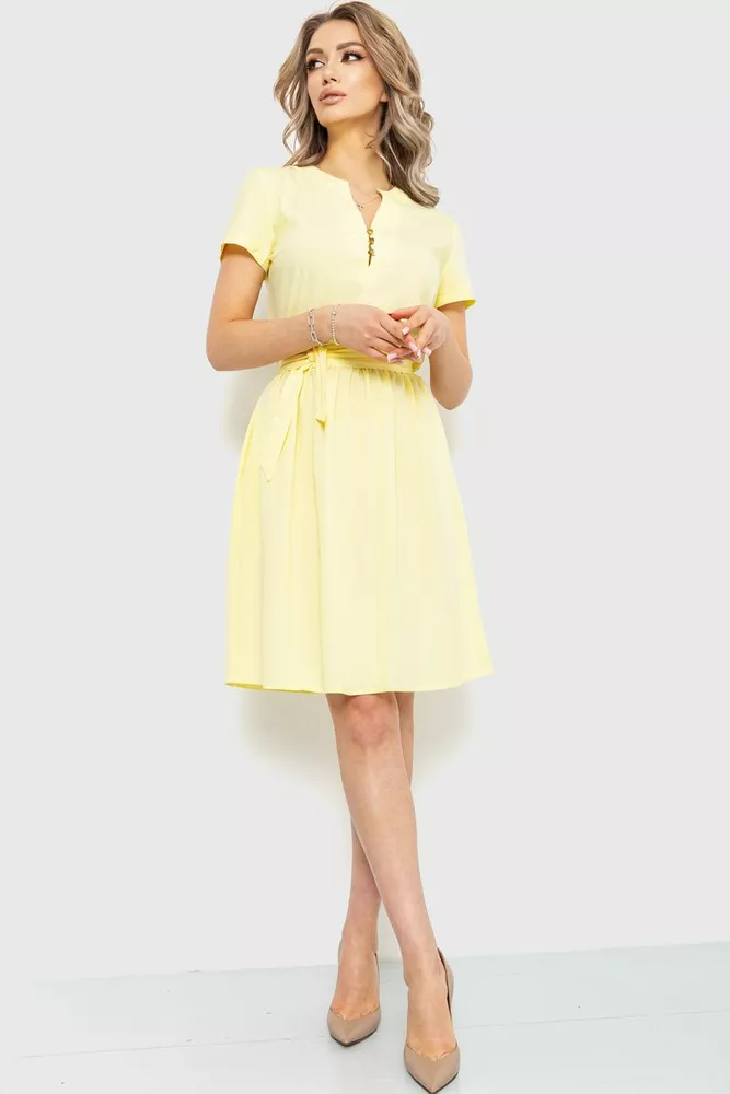 Купити Сукня однотонна, колір жовтий, 230R006-11 - Фото №1