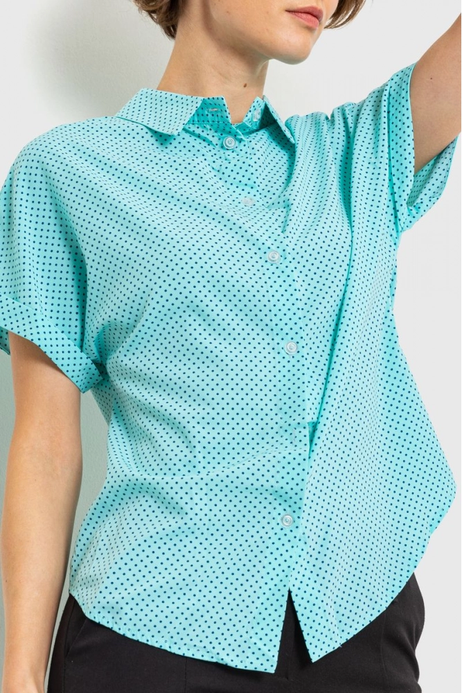 Купити Блуза в горох, колір м'ятний, 230R100-3 - Фото №1