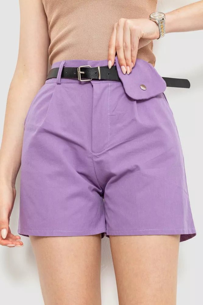 Купити Шорти жіночі з ременем, колір світло-фіолетовий, 214R9801 оптом - Фото №1