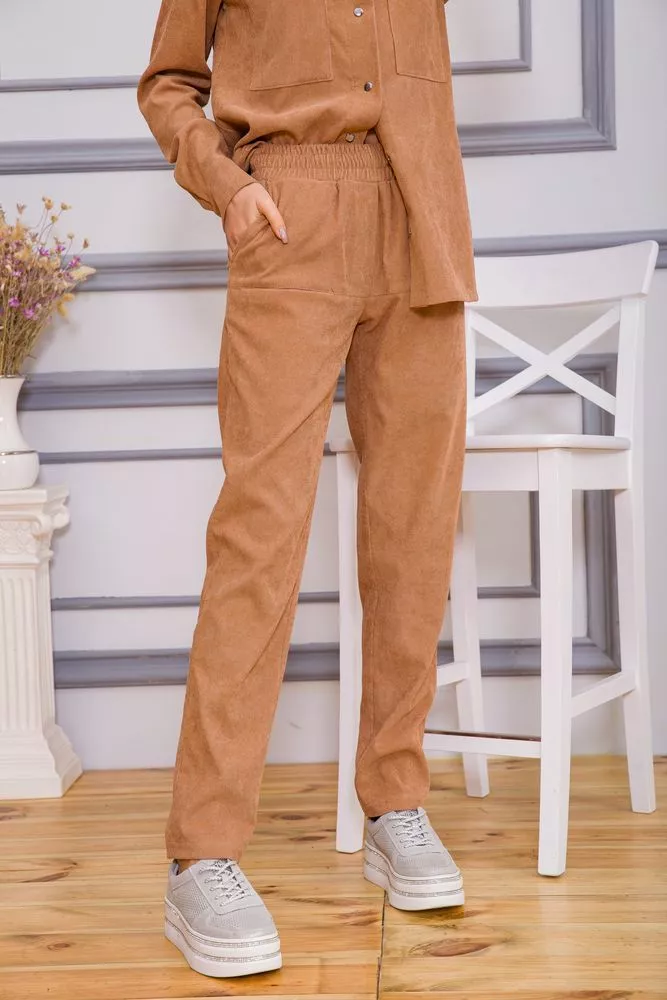 Купити Жіночі вельветові штани, коричневого кольору, 102R270 оптом - Фото №1
