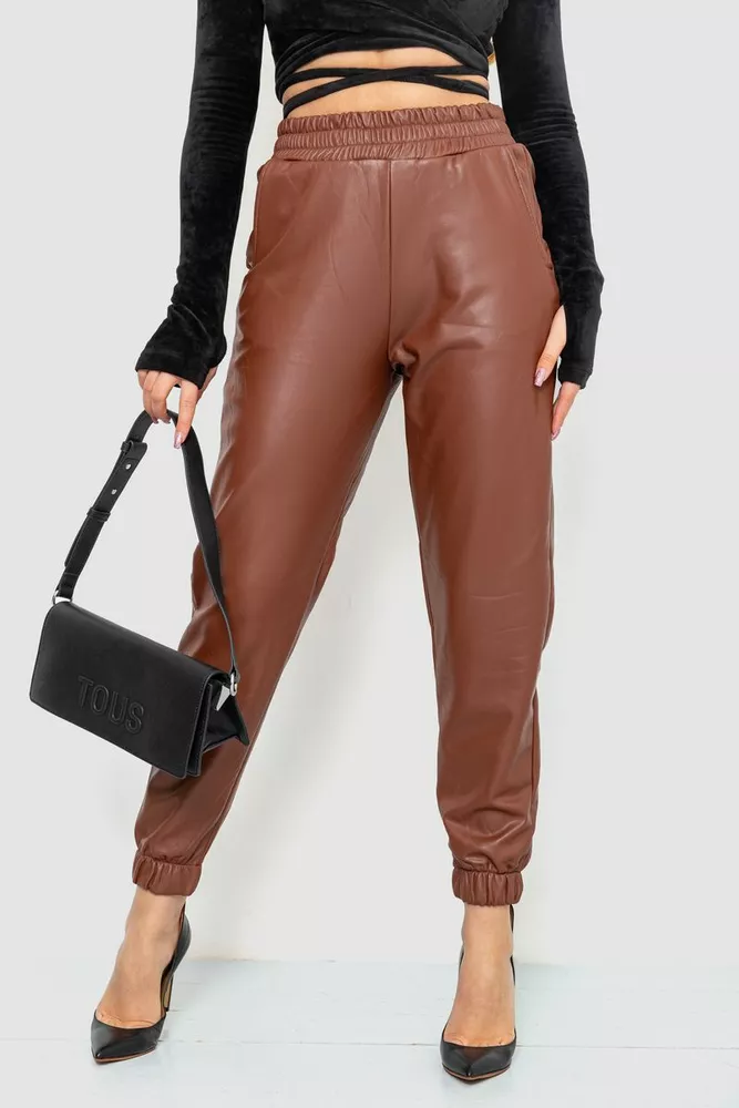 Купити Штани жіночі на флісі, колір коричневий, 115R0501 оптом - Фото №1
