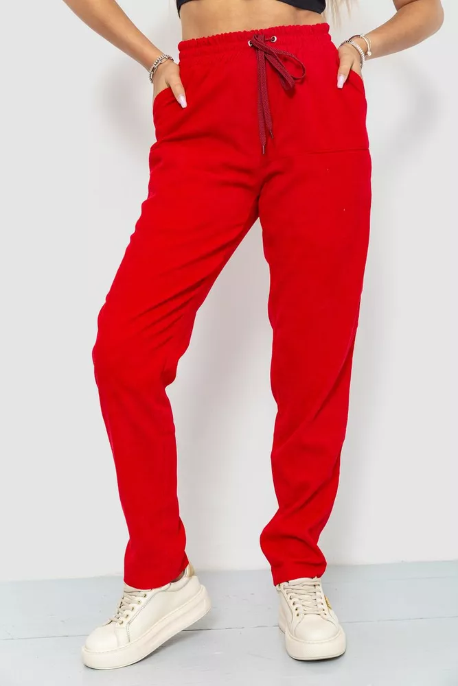 Купити Штани жіночі вельветові, колір червоний, 102R270 оптом - Фото №1