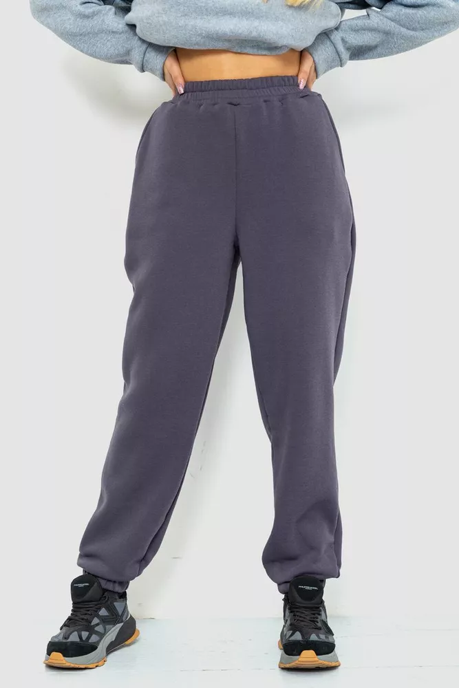 Купить Спорт штаны женские на флисе, цвет темно-серый, 214R107 оптом - Фото №1