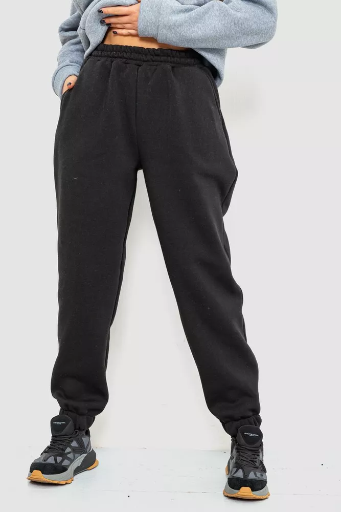 Купить Спорт штаны женские на флисе, цвет черный, 214R107 - Фото №1