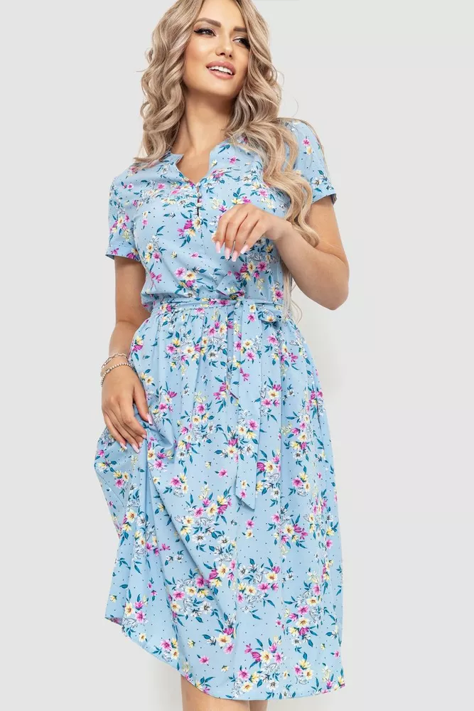 Купити Сукня з квітковим принтом, колір різнобарвний, 230R006-22 - Фото №1