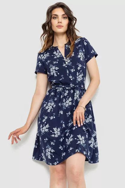 Сукня з квітковим принтом, колір синьо-білий, 230R006-22