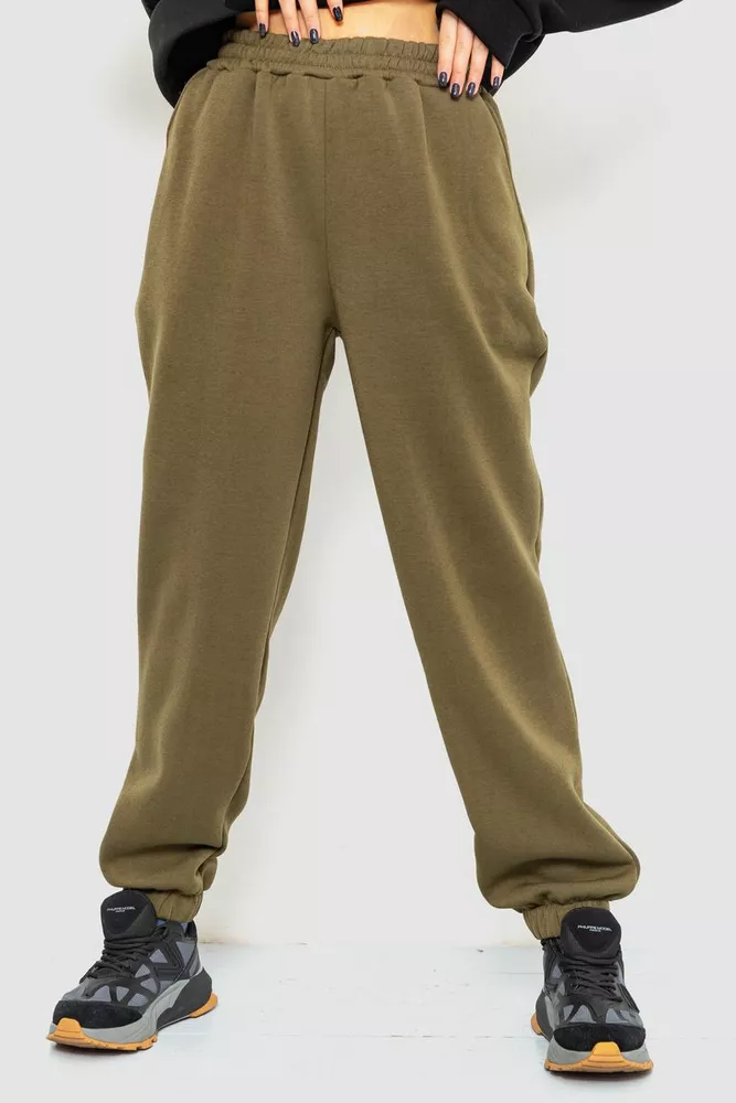 Купить Спорт штаны женские на флисе, цвет хаки, 214R107 - Фото №1
