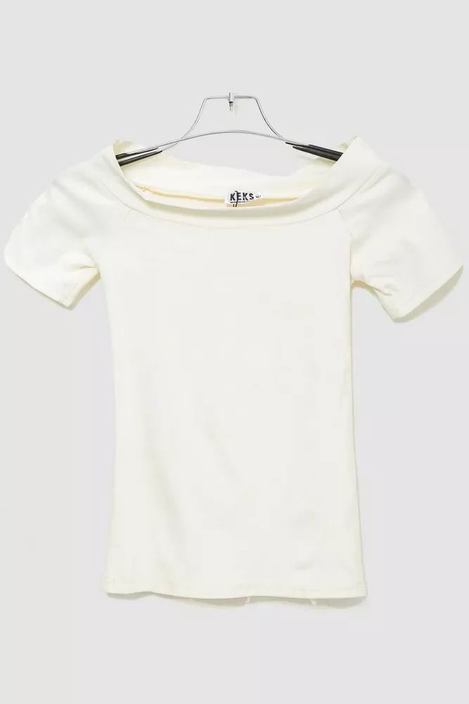 Купити Футболка-блуза жіноча стрейч  -уцінка, колір молочний, 186R016-U-1 - Фото №1
