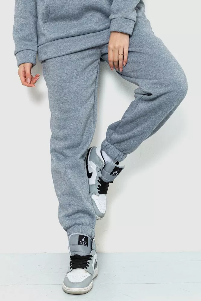 Купить Спорт штаны женские на флисе, цвет серый, 214R107 - Фото №1