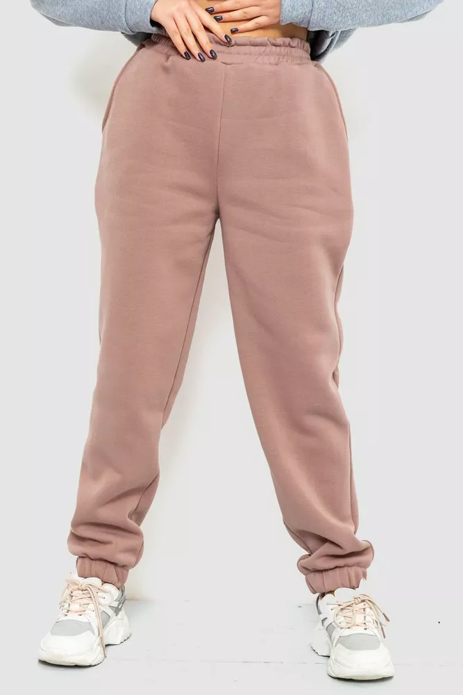 Купить Спорт штаны женские на флисе, цвет мокко, 214R107 - Фото №1