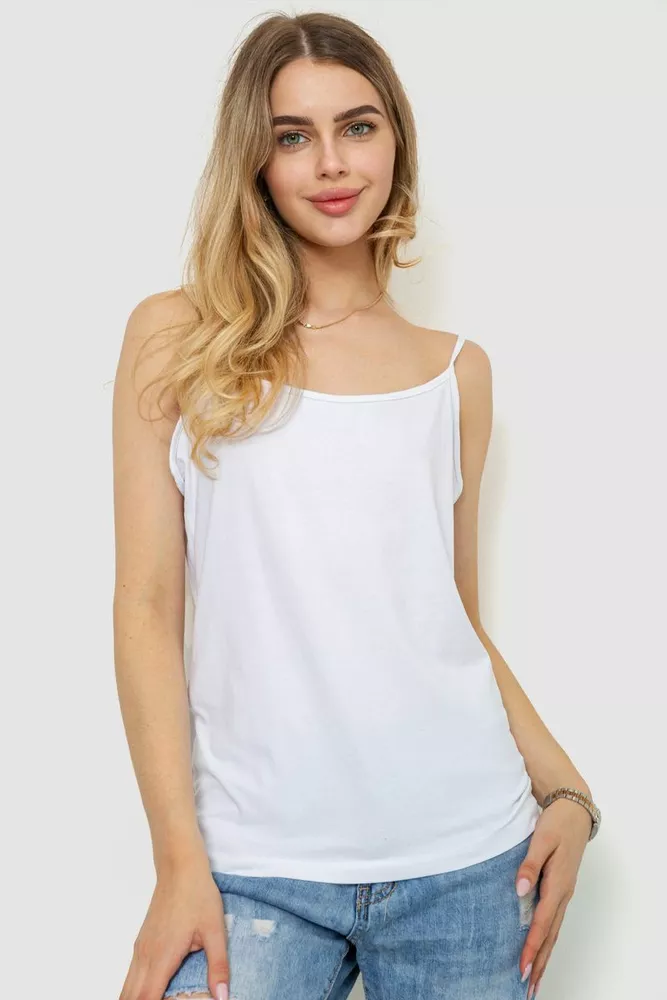 Купити Майка жіноча однотонна, колір білий, 244R181 - Фото №1