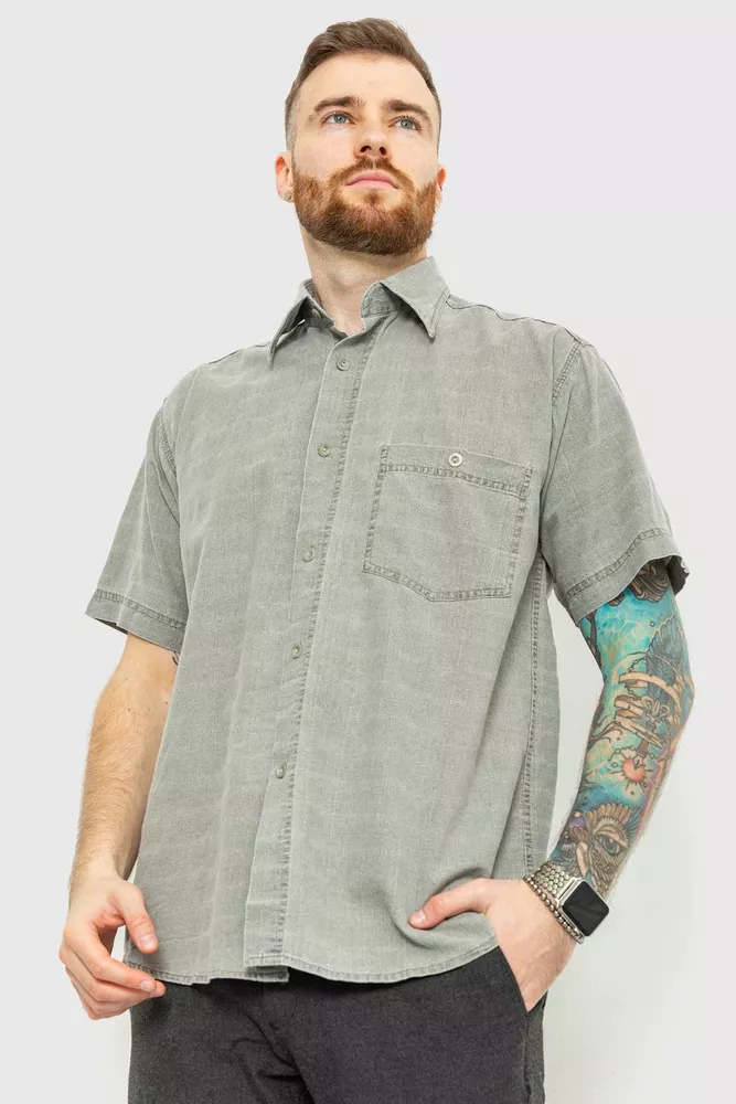 Купить Рубашка мужская повседневная, цвет серый, 167R959 оптом - Фото №1
