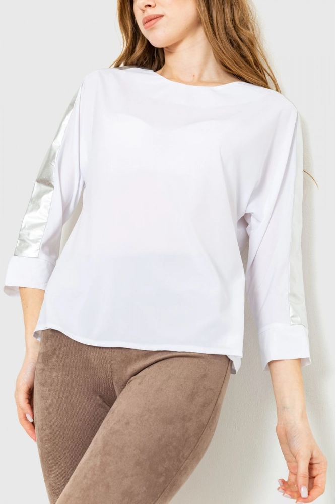 Купити Блуза, колір білий, 230R101-1 оптом - Фото №1