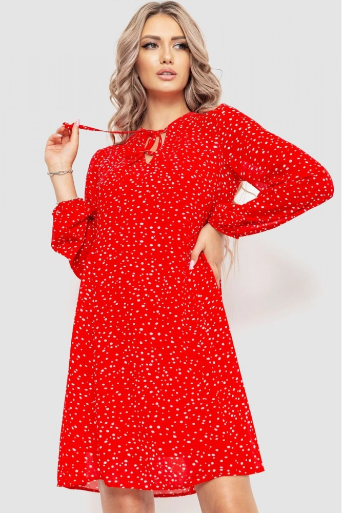Купить Платье шифоновое свободного кроя, цвет красный, 230R038-1 - Фото №1
