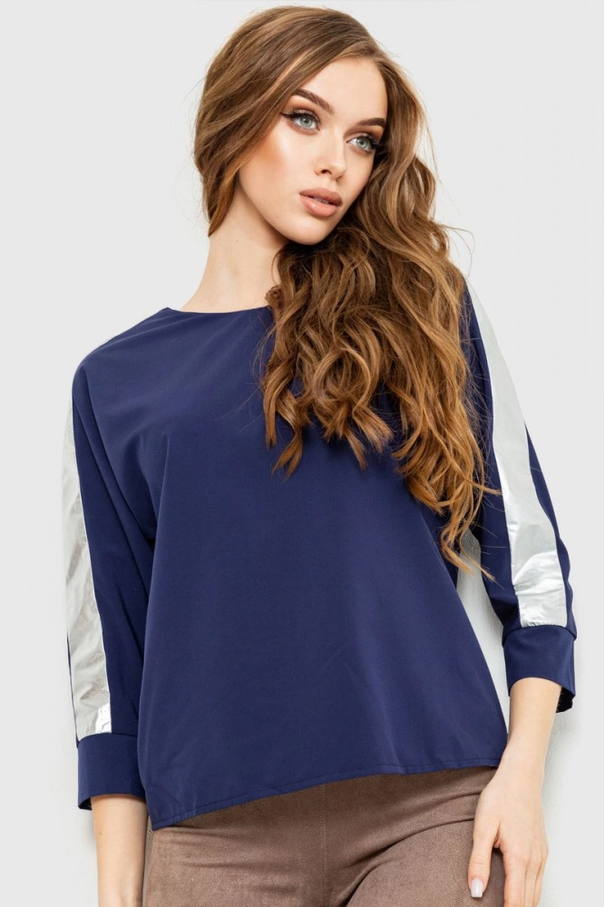 Купити Блуза, колір синій, 230R101-1 - Фото №1