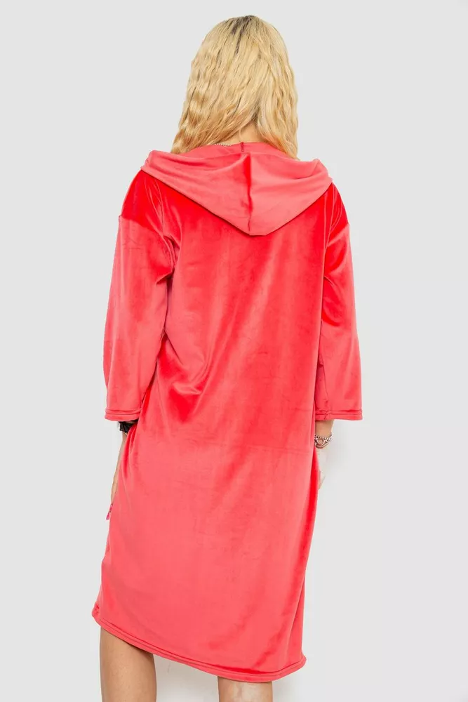 Купить Халат женский велюровый на молнии, цвет коралловый, 238R101-1 - Фото №4