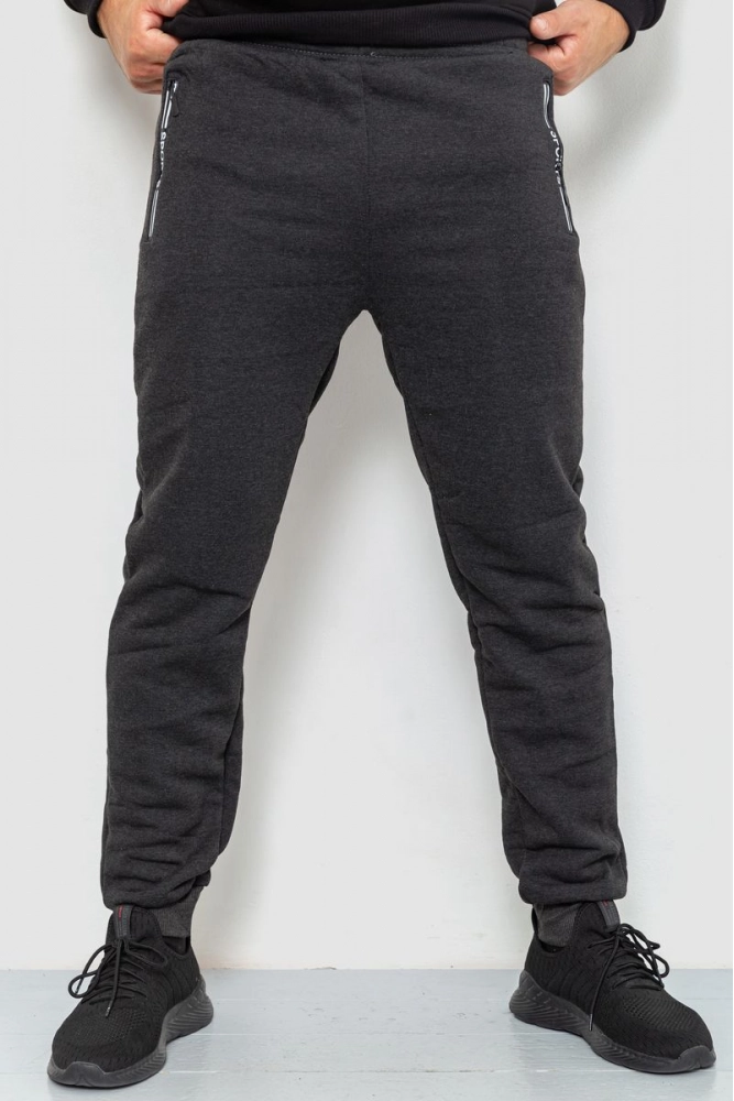 Купить Спорт штаны мужские на флисе, цвет темно-серый, 238R57073 - Фото №1