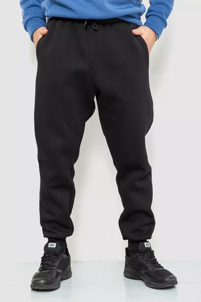 Купити Спорт чоловічі штани на флісі, колір чорний, 237R010 - Фото №1