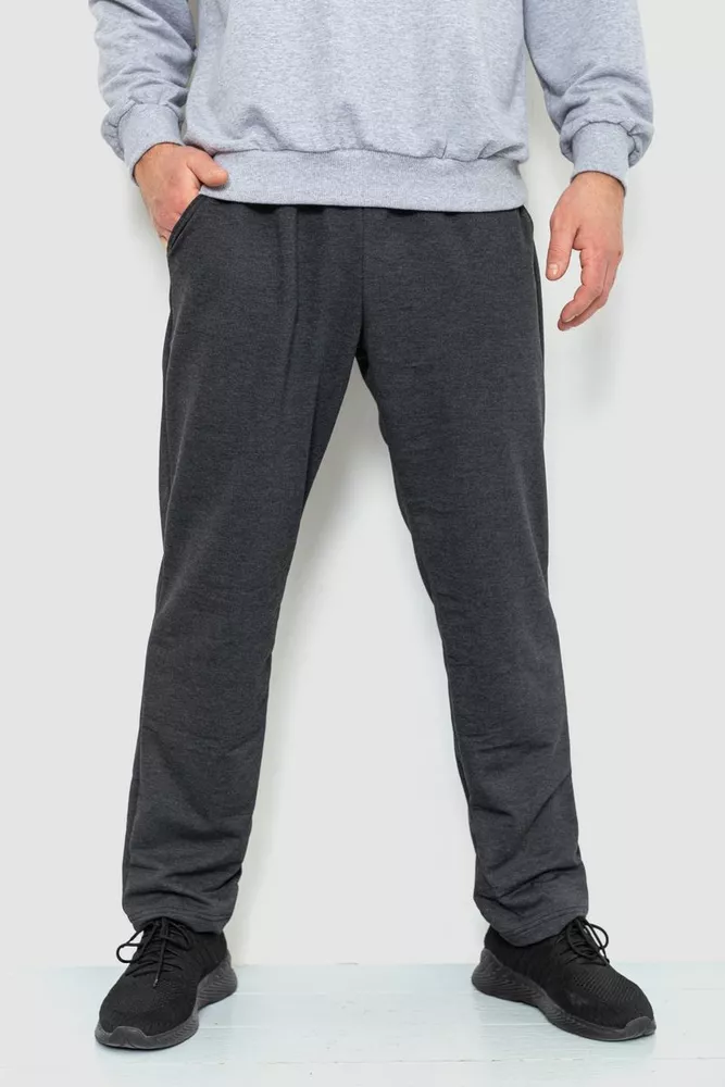 Купить Спорт штаны мужские двухнитка, цвет темно-серый, 241R1623 - Фото №1