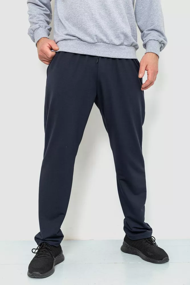 Купить Спорт штаны мужские двухнитка, цвет темно-синий, 241R1623 - Фото №1