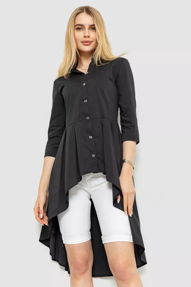 Купить Рубашка женская удлиненная, цвет черный, 176R106-1 - Фото №1