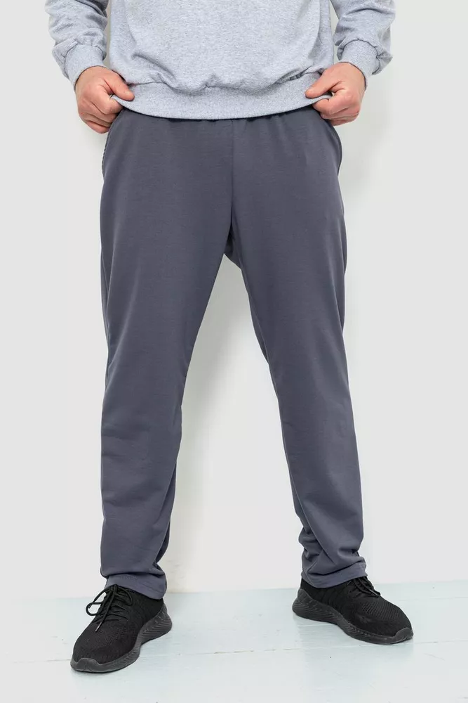 Купити Спорт штани чоловічі двонитка, колір сірий, 241R1623 - Фото №1