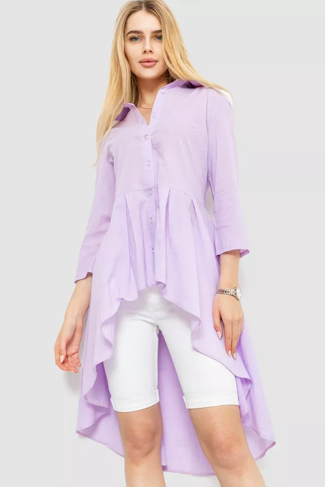 Купить Рубашка женская удлиненная, цвет сиреневый, 176R106-1 - Фото №1