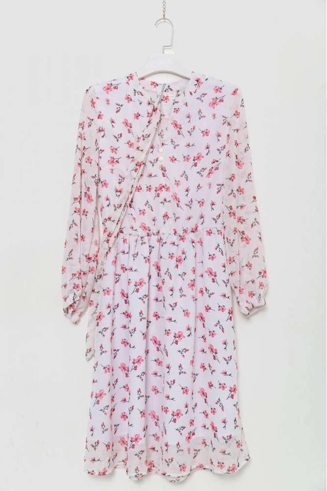 Купить Платье с цветочным принтом   -уценка, цвет бело-розовый, 230R006-18U-1 - Фото №1