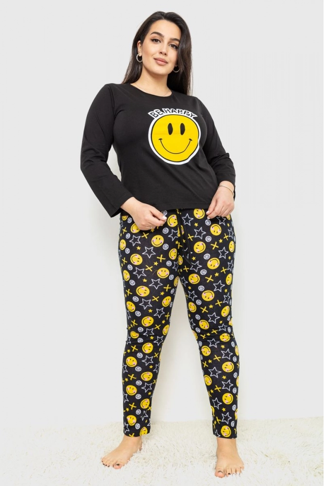 Купити Жіноча піжама з принтом, колір чорно-жовтий, 231R6797 - Фото №1