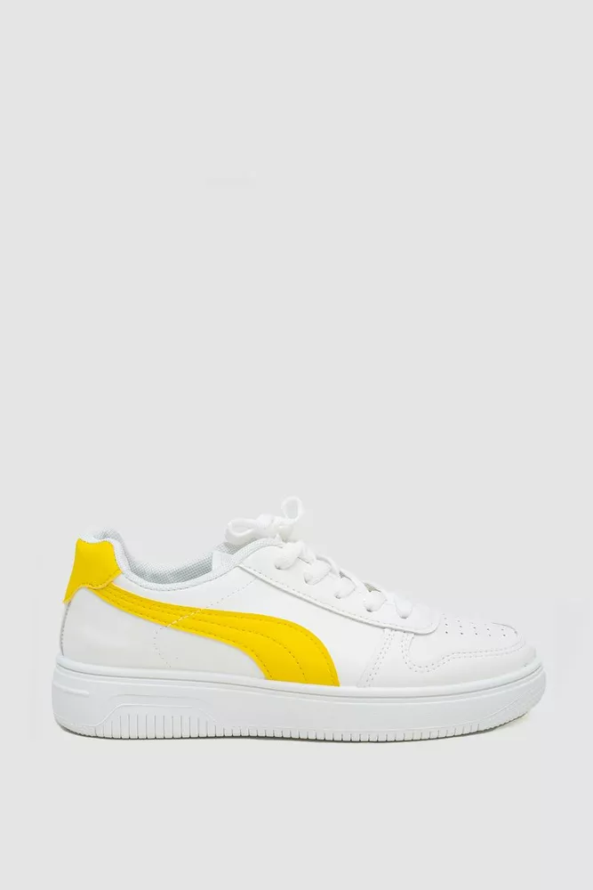 Купити Кеди жіночі на шнурках, колір біло-жовтий, 248R151-22 оптом - Фото №1